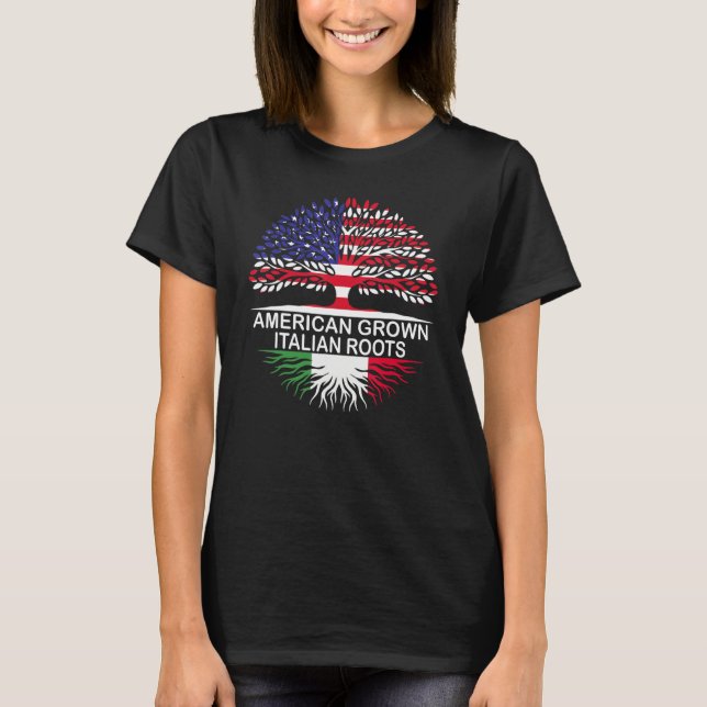 T-shirt Drapeaux USA & Italie Racines italiennes de cultur (Devant)