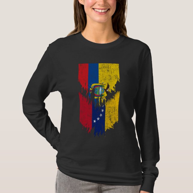 T-shirt Drapeaux vénézuéliens équatoriens arrachés Ecuador (Devant)