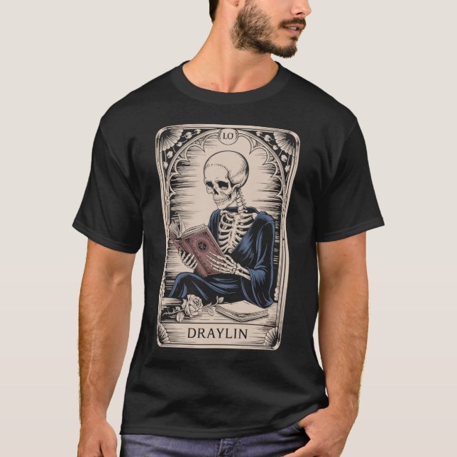 T-shirt DRAYLIN squelette avec carte de Tarot (Devant)