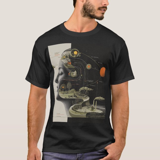 T-shirt Dream Atlas — Surreal Mind Map Collage (Devant)