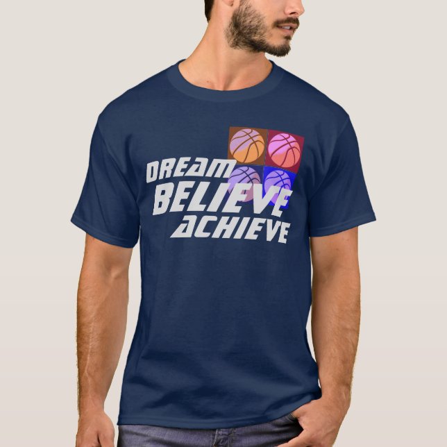 T-shirt Dream Believe Achieve Pop Art Basketball (Devant)