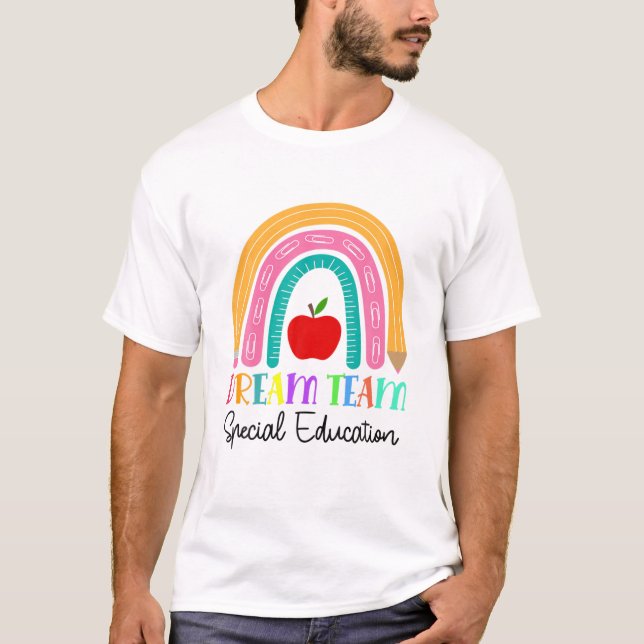 T-shirt Dream Team Special Education Rainbow Pencil Apple (Devant)