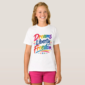 T-shirt Dreams Liberté Liberté Arc-en-ciel Brosse