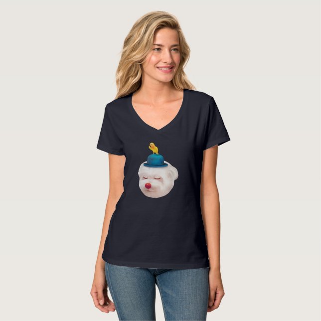 T-shirt Dreamy Clown Dog: Smiling Bichon with Blue Hat (Devant entier)