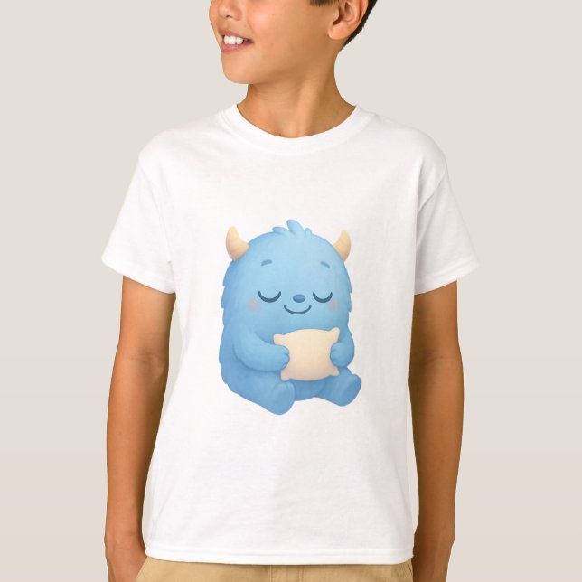 T-shirt Dreamy Sleep Monster — Soft Blue Baby & Kids  (Devant)