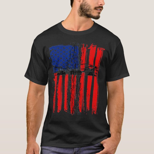 T-shirt Drill Baby Drill American Flag Oil And Gas Oilfie (Devant)