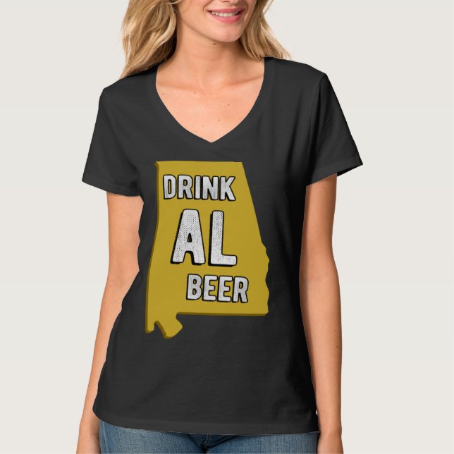 T-shirt Drink AL Beer State Of Alabama Beer Birmingham Hun (Devant)