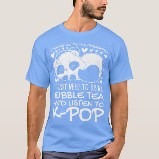 T-shirt drink bubble tea and listen to k-pop K-pop girl Pr