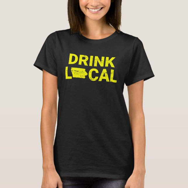 T-shirt Drink Local Iowa Yellow (Devant)