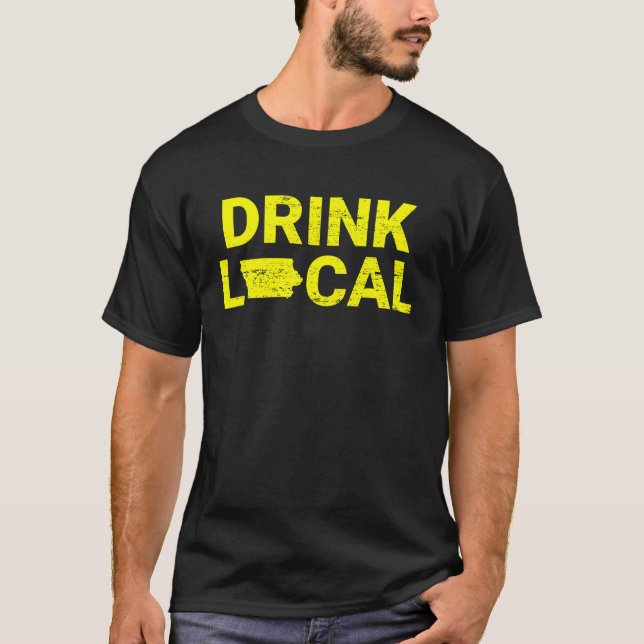 T-shirt Drink Local Iowa Yellow (Devant)