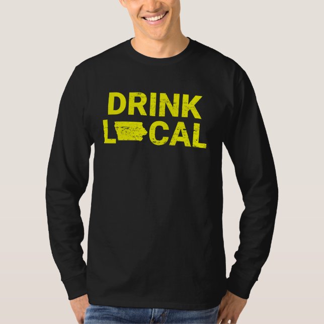 T-shirt Drink Local Iowa Yellow (Devant)