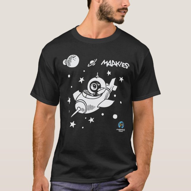 T-shirt Drinky Crow in Space (Devant)