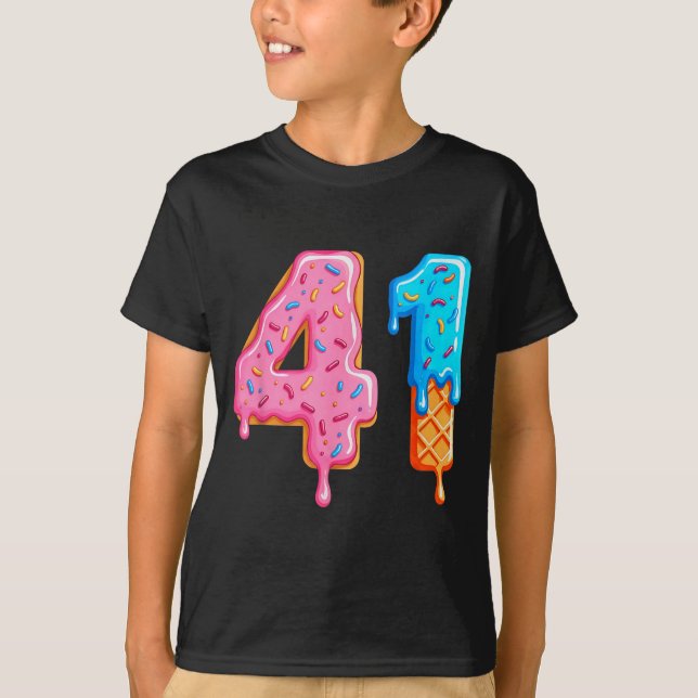T-shirt Drip 41 Meme Cool Baseball Style Number Forty One  (Devant)