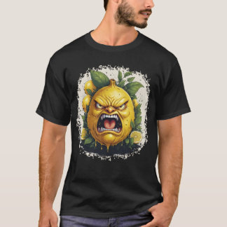 T-shirt Dripping Angry Lemon with Bold Leaves