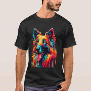 T-shirt Dripping Paint Art Berger belge Sheepdog Shepherd