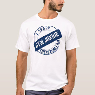 T-shirt DROGUÉ DE GYMNASE. JE ME FORME DONC SUIS. bleu
