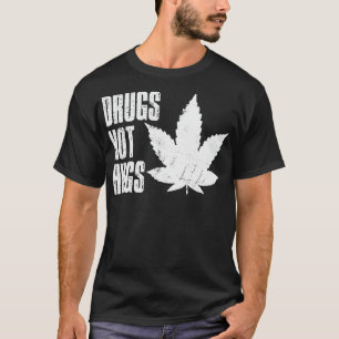 T-shirt Drogues Pas Câlins Texte Blanc Vintage