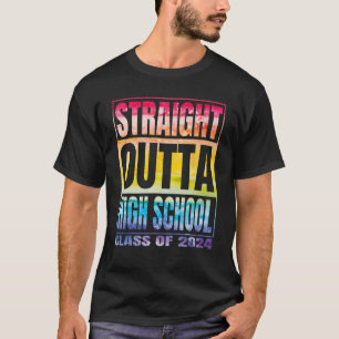 T-shirt Droit À L'Extérieur Lycée Classe De 2024 Graduatio