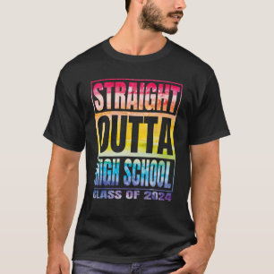 T-shirt Droit À L'Extérieur Lycée Classe De 2024 Graduatio