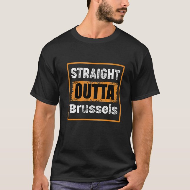 T-shirt Droit devant Bruxelles Belgique Retro Distressed V (Devant)
