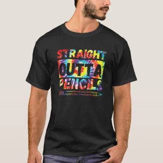 T-shirt Droit Devant Les Crayons Retour À L'École Premier 