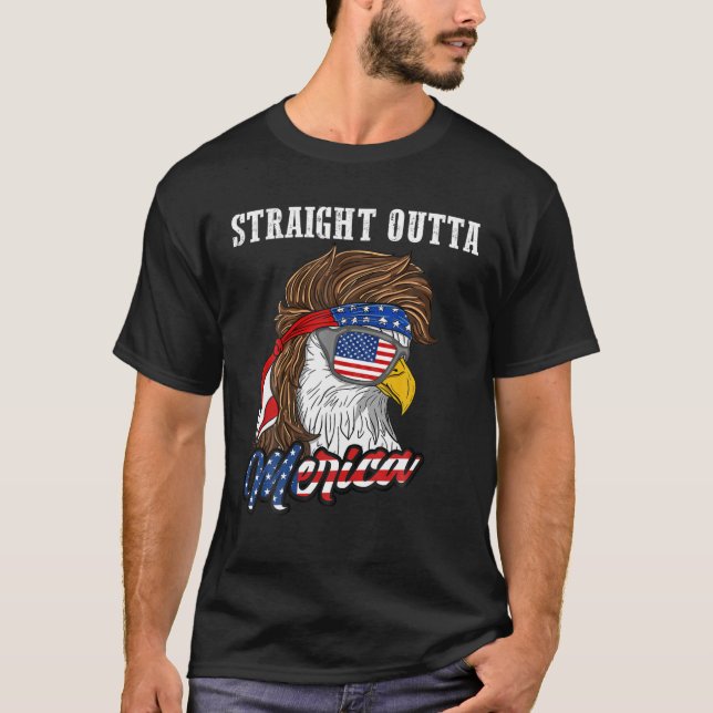 T-shirt Droit devant Merica Mullet Eagle Funny Patriot 4 (Devant)
