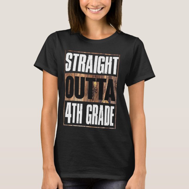 T-shirt Droite Outta 4e année Base en bois 4e année (Devant)