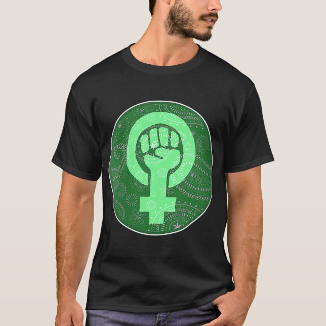 T-shirt Droits à l'avortement Féministe Poing Vert Bandana (Devant)