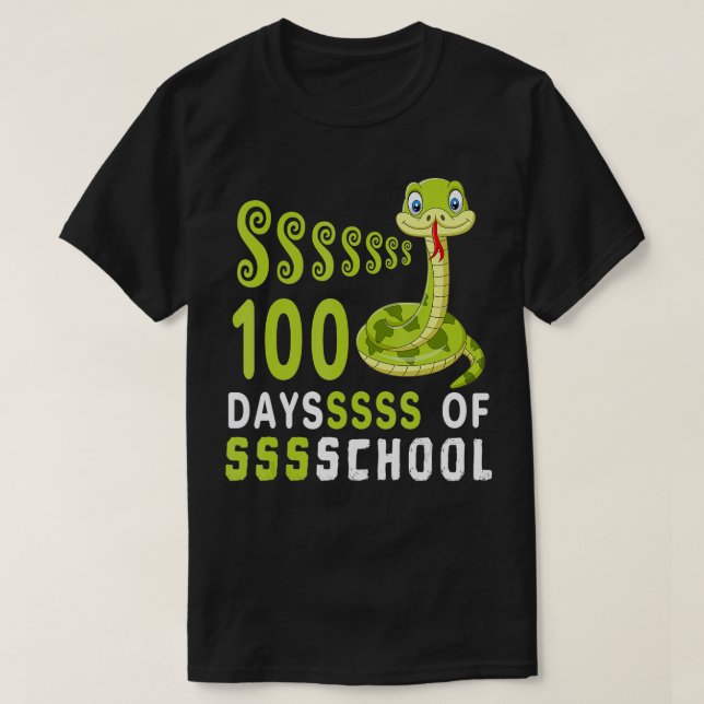 T-shirt Drôle 100 Jours de l'école Mignonne serpent enseig (Design devant)