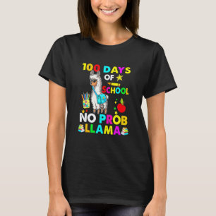 T-shirt Drôle 100 Jours D'école Pas De Problème Lama Ensei