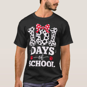 T-shirt Drôle 101 Jours d'École Chien Drôle Enfants Élève