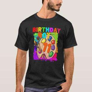 T-shirt Drôle 11E Anniversaire Peinture Art Garçon B-Jour 