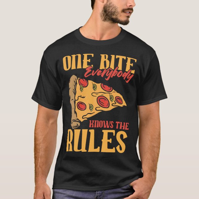 T-shirt Drôle 1 bouchées Pizza Tout le monde connaît les r (Devant)