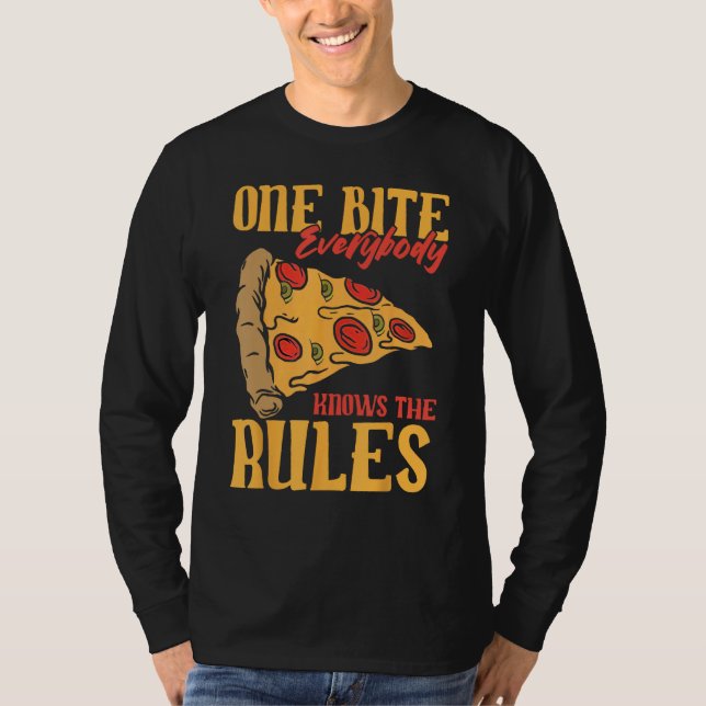 T-shirt Drôle 1 bouchées Pizza Tout le monde connaît les r (Devant)