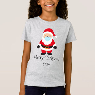 T-Shirt Drôle 2020 Père Noël Joyeux Masque Visage de Noël