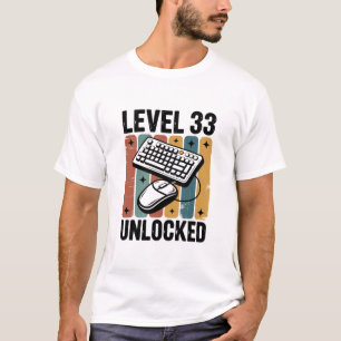 T-shirt Drôle 33e anniversaire joueur Niveau 33 Débloqué r