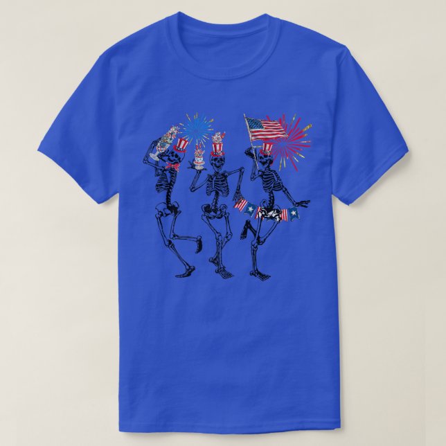 T-shirt Drôle 4 juillet Danse de la Mort Macabre Squelette (Design devant)
