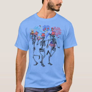 T-shirt Drôle 4 juillet Danser Squelette