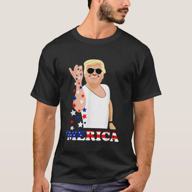 T-shirt Drôle 4 juillet Drapeau américain Trump Merica Sal (Devant)