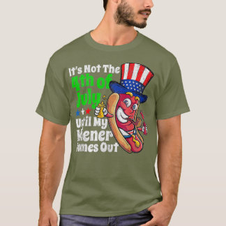 T-shirt Drôle 4 juillet Hot Dog Wiener sort Adulte