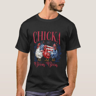 T-shirt Drôle 4 juillet Poulets Poulets Boom Boom Indepen