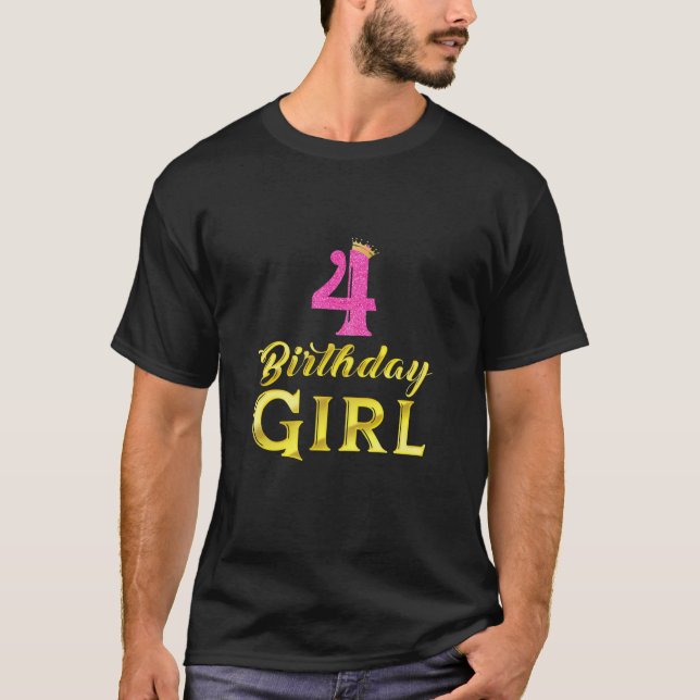 T-shirt Drôle 4E Princesse Mignonne 4 Ans Fille Enfants 4E (Devant)