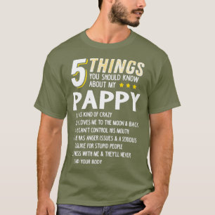 T-shirt Drôle 5 choses Grand-père Pappy Crazy Idée cade