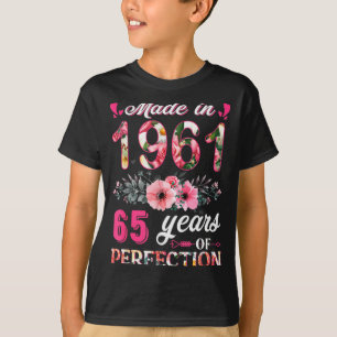 T-shirt Drôle 65 Ans Faits En 1961 Floral 65e Anniversaire