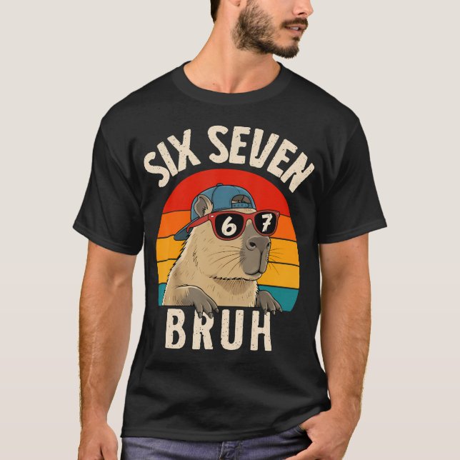 T-shirt Drôle 67 Capybara Six Sept Bruh Pour (Devant)
