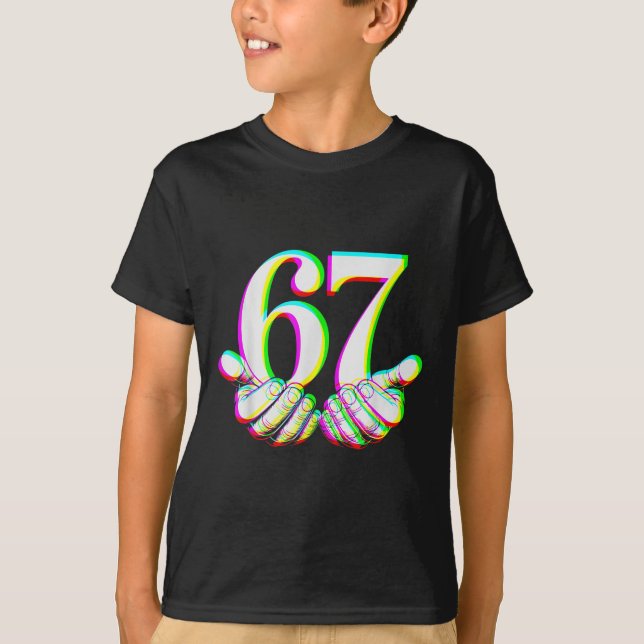 T-shirt Drôle 67 Main Six Sept Mème Gen Alpha Argot Concep (Devant)
