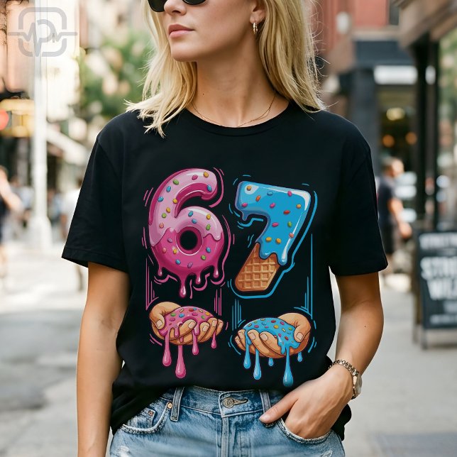 T-shirt Drôle 67 Mème Donut Glace Argot Gen Alpha (Funny 67 Meme Donut Ice Cream Gen Alpha Slang T-Shirt)