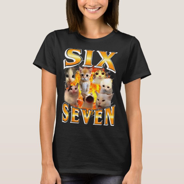 T-shirt Drôle 67 Mème Six Sept Chat Mème Drôle Bootleg Gra (Devant)