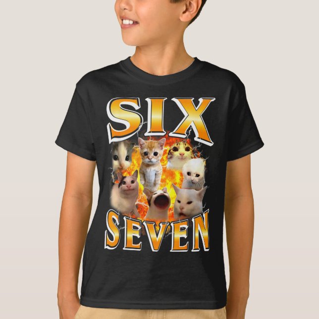 T-shirt Drôle 67 Meme Six Sept Chat Meme Drôle Bootleg Gra (Devant)