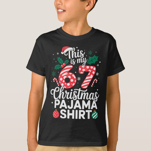 T-shirt Drôle 67 Six Sept Mème Brainrot Cringe Noël  (Devant)